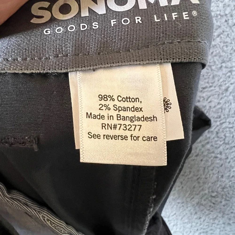 Sonoma Flat-Front Shorts Mens 52 Black‎ New Flexwear 9-in Inseam Cotton Stretch